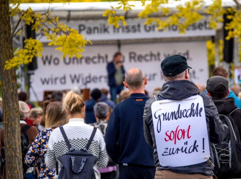 Protest against corona seizures in several german cities